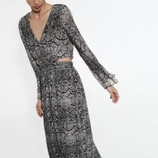 BNWT LADIES ZARA PARTY DRESS. MIDI/ MAXI SNAKE SKIN PRINT .SIZE SMALL (8)
