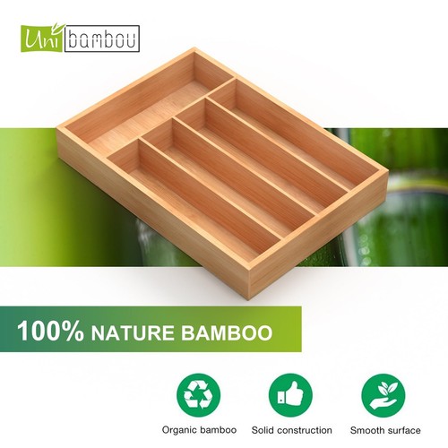 Bamboo Utensil Drawer Organizer, Kitchen Organizer for Flatware Cutlery, Silv... - Picture 4 of 6