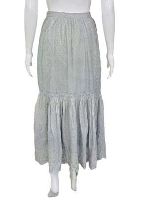 Ulla Johnson Damen Blumenmuster Bestickt Gestuft Grau Baumwolle Lang Rock Größe