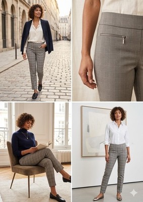 Soho Apparel Tapered Ankle Length Dress Pants Women's Size M - Houndstooth Plaid