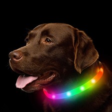 LED Dog Collar, Rechargeable RGB Color Changing Light Up Dog Collars, Waterpr...