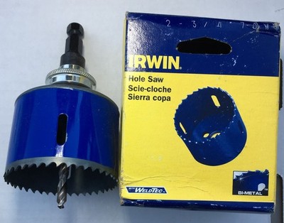 Irwin Weldtec 2-3/4 -70mm Bi-Metal Hole Saw USA Made & Century Hole Saw Arbor