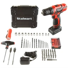 Stalwart 20V 62 Pc Cordless Drill 2 Speeds Bits Sockets Battery Operated
