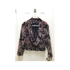 Vintage 90s Velvet Blazer Jacket Purple Black Floral Feminine Dark Romantic