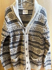 Jamieson's Cardigan L Size Gray 100 Wool Made in Scotland