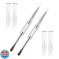 JJUNW 2 Pcs Double Ended Nail Builder Gel Brush, French Tip Brush Hard Gel fo