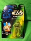 1997 Star Wars POTF C-3PO Metalized Body Holo Green Card Collection 1 Kenner