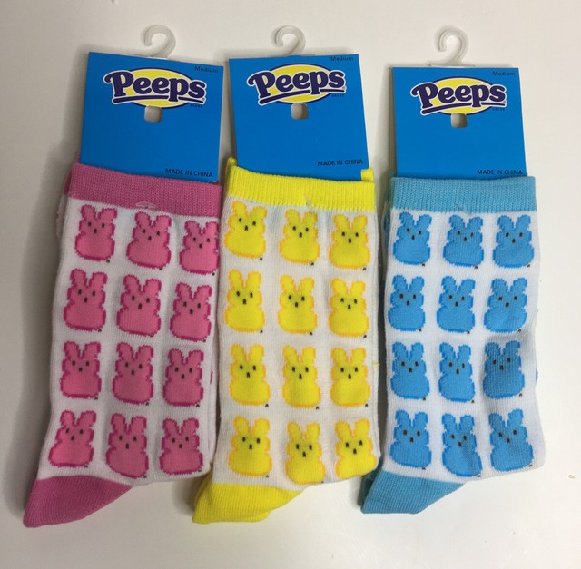 PEEPS SOCKS Easter Baby Chick Socks Size Medium Blue Pink Yellow 3