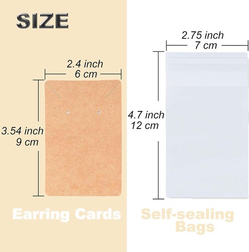Earring Display Cards with 100 Pcs Earring Holder Cards 200 Pcs Earring - Picture 3 of 8