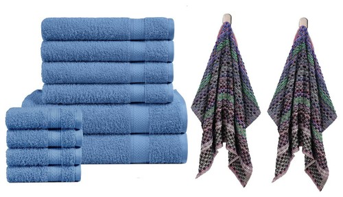 10 pz set di balle asciugamani 500 asciugamani da bagno viso viso a mano con 2 asciugamani da tè gratuiti uk - Foto 9 di 41