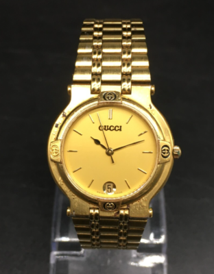 ゴールドメタル腕時計 ジャンク品 Authentic GUCCI 9200M Men's Unisex Quartz Watch Gold Dial 32mm