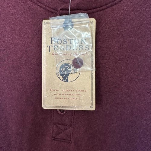 Boston Traders Langarm Henley T-Shirt Größe XL Herren Burgund Neu - Bild 4 von 8