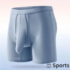 Mens Separate Pouch and Leggy Boxer Briefs Underwear Stretch Trunks Breathable