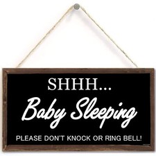 Baby Sleeping Sign for Front Door Decorations Hanging - Do Not Knock or Ring ...
