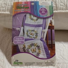 JANLYNN PANSY  BUTTERFLIES STAMPED CROSS STITCH QUILT BLOCKS 1 PK-6 BLOCKS