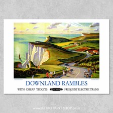 BR Eastbourne Beachy Head Poster - Railway Posters, Retro Vintage Travel Post...