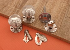 Beehive 50mm Mortice Door Knobs with Escutcheons & Thumbturn Set Polished Nickel