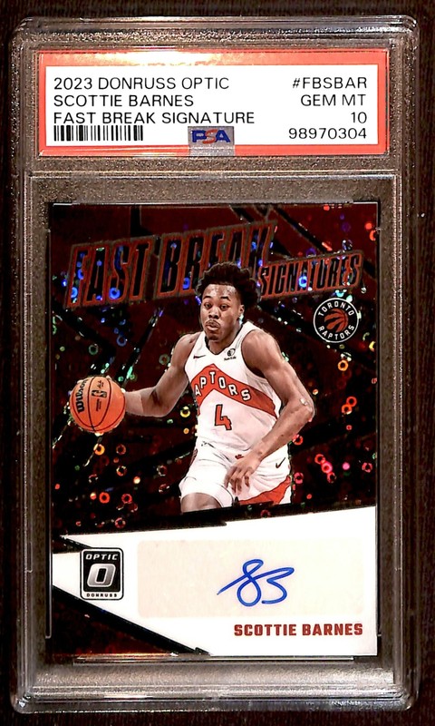2023-24 Donruss Optic Fast Break Signatures Auto Scottie Barnes PSA 10 GS1