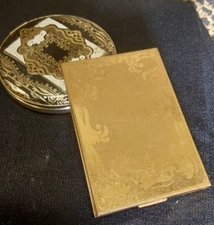 Vintage Embossed Faux Leather Mirror Compact & Fold Out Rectangle Compact