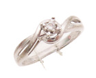 925 Sterling Silver Vintage Ring Wave Design Cutout Real Diamond Sz 7 Rg28817