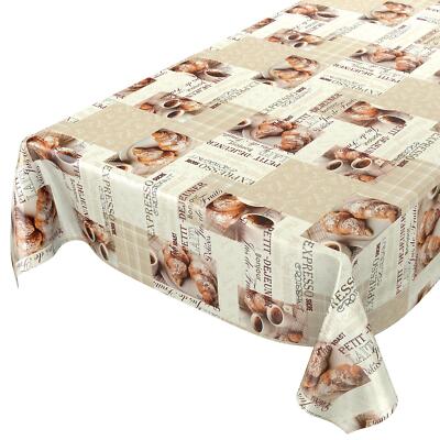 Tischdecke Kaffee Croissant Expresso Beige Wachstuchtischdecke