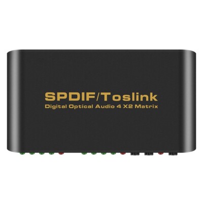 Digital optical audio true matrix 4X2 switching splitter video converter remote 