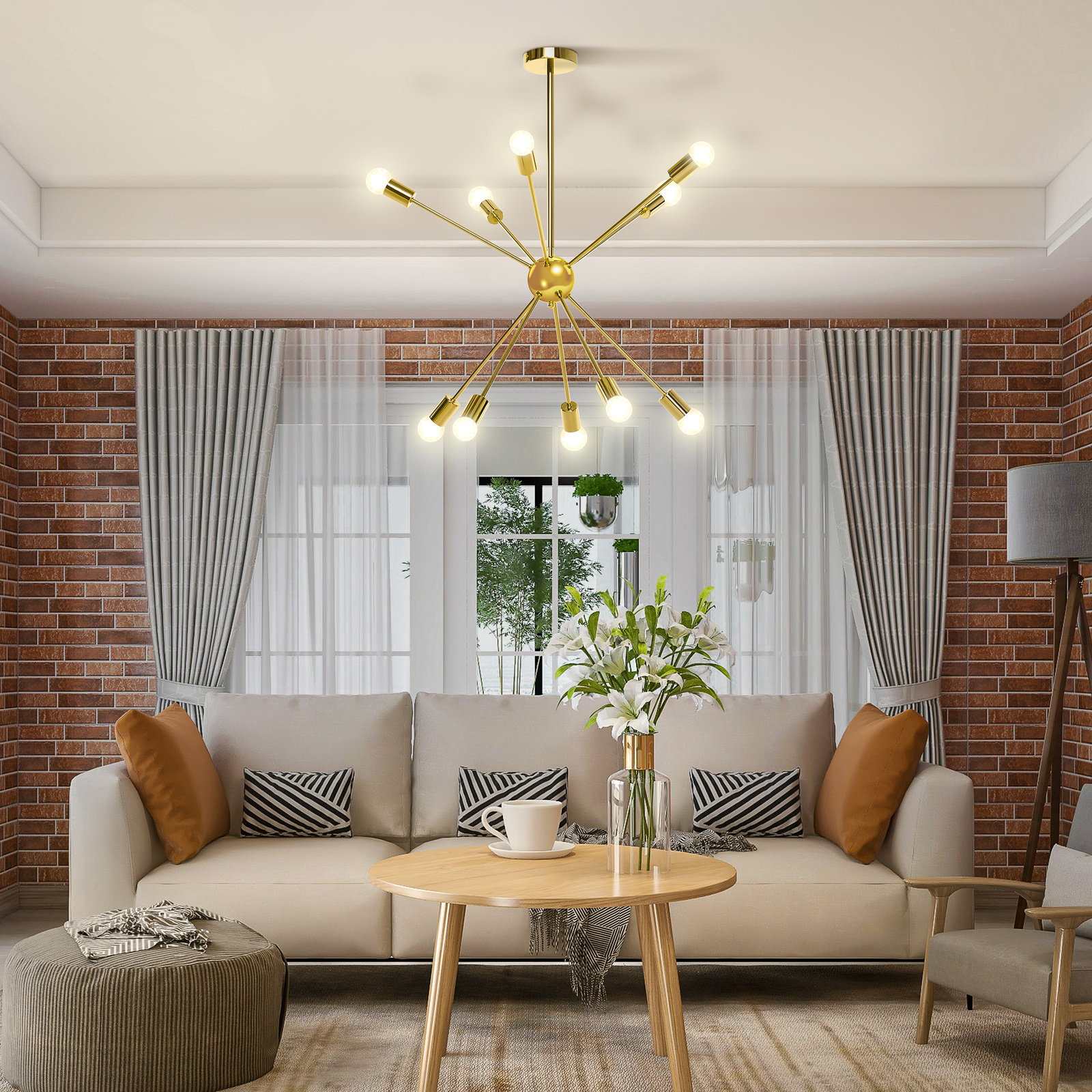 10Light Modern Sputnik Chandelier, Pendant Ceiling Lights for