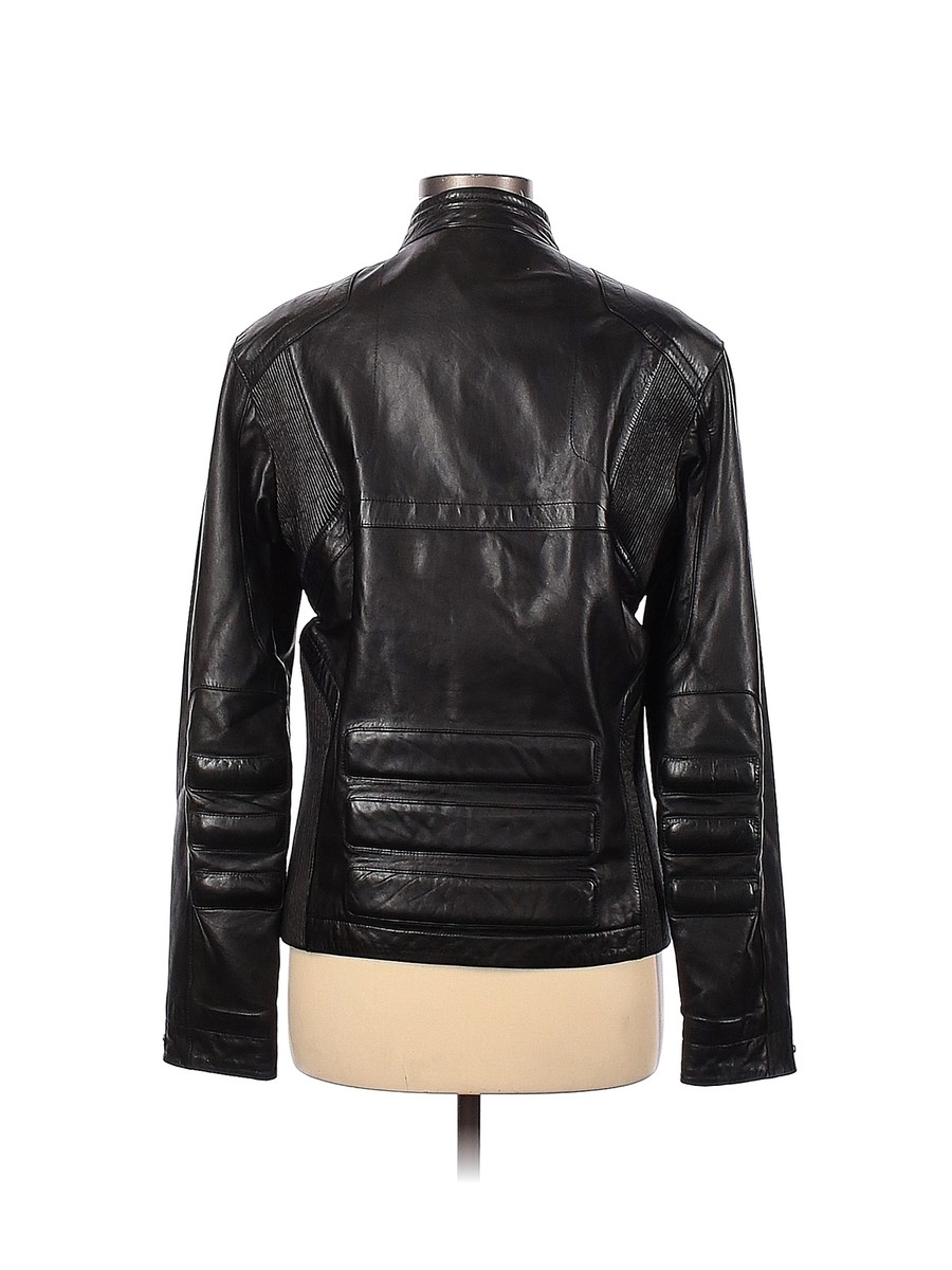 Zegna Women Black Leather Jacket M | eBay