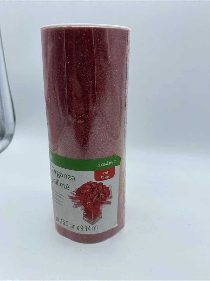 Organza Brillante 6” x 10 yardas Navidad Rojo RS194 Flora Artesanal Vacaciones Festivas Foto 2 de 4