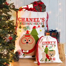 Personalised Dog Christmas Sack Pomeranian Treat Stocking Xmas Puppy Present Bag