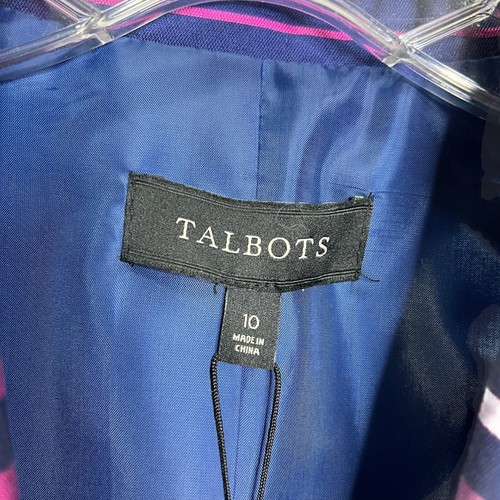 Talbots Women's Blazer Purple Pink Silk 3/4 Sleeve Preppy Striped 10 NWT $229 - Picture 2 of 13