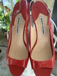 red patent heels