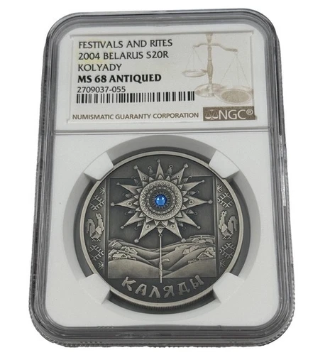 2004 Belarus Kalyady Festivals and Rites NGC MS68 Silver Coin