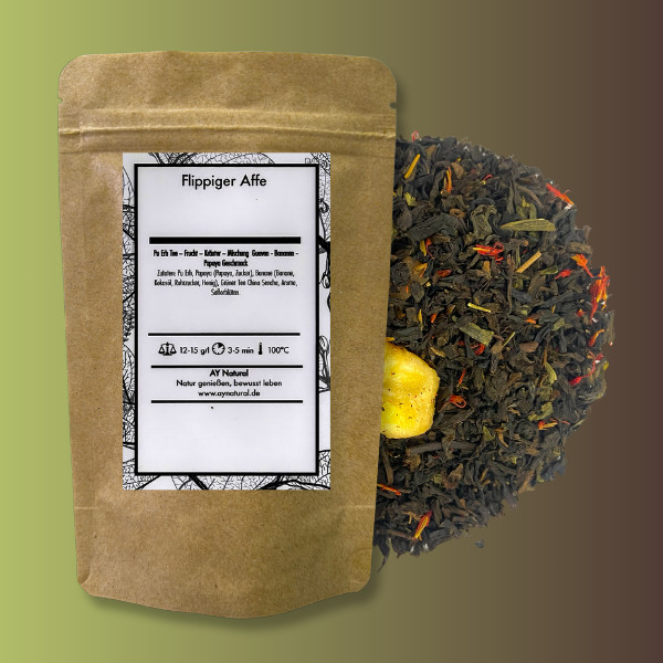 Flippiger Affe | Pu-Erh-Tee ✅ Frisch ✅ 100% Premium ✚ Gratis Teesieb ✚ Probetee