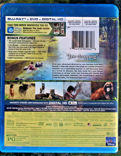 Disney: The Jungle Book (Blu-ray + DVD, 2016) Live Action CGI - Picture 2 of 4