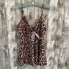 NWT Boohoo leopard print spaghetti strap romper 12