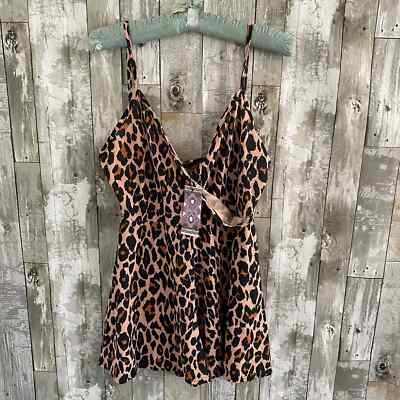 NWT Boohoo leopard print spaghetti strap romper 12