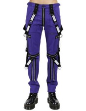 Men Gothic Bondage Reflective Pant Alternative Punk Rock Emo Tripp Pant Electric