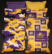 All Weather made w LSU LOUISIANA TIGERS Fabric Cornhole Bean Bags Waterproof 
