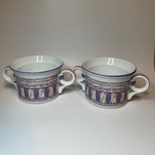 2 Portico By Nancy Calhoun Double Handle Soup Bowls in Excellent Condition. 
