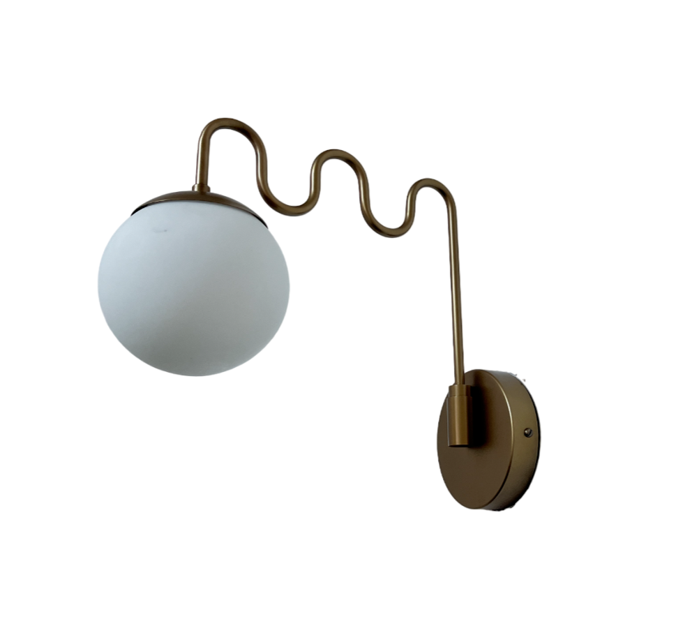 Aplique de pared globo hecho a mano curvo armado lámpara de pared lámpara de pared