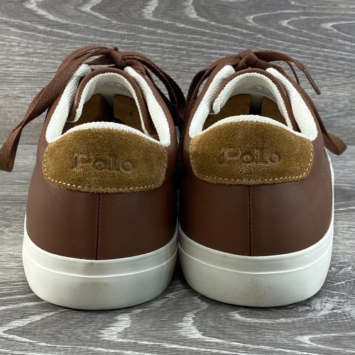 Polo Ralph Lauren Longwood Mens 10 Brown Leather Mens Athletic Sneaker Shoes NEW - Picture 6 of 10