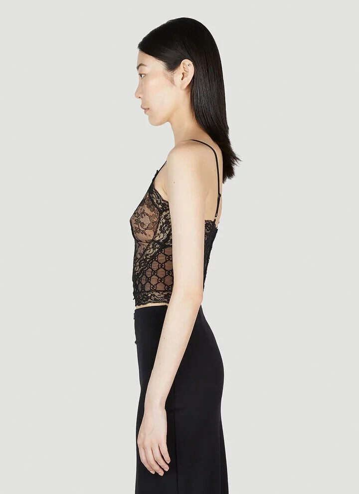 Gucci Stretch-lace top with GG embroidery - BNWT | eBay