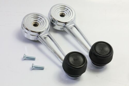 A Pair of Interior Inside Window Crank Handle Chrome Black Knob for Ford Mercury