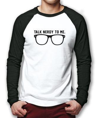 Talk Nerdy To Me Herren Baseball Oberteil - Lustige Brille Nerd Geekery