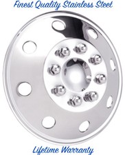 16 8 Lug Stainless Steel Simulator Rim Wheel Cover Hubcap - One Snap On Cover 