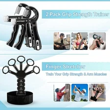 Grip Strength Trainer (5-piece set), includes finger exerciser, hand grip