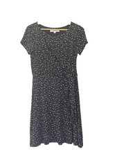 NWOT Loft black and white faux wrap dress with front tie size XS