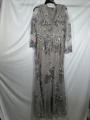 ★新作★MAC DUGGALクリスタルフラワー付ワンショルダーガウン★ NEW $698 Mac Duggal [ 10 ] Embellished V-Neck Illusion Long