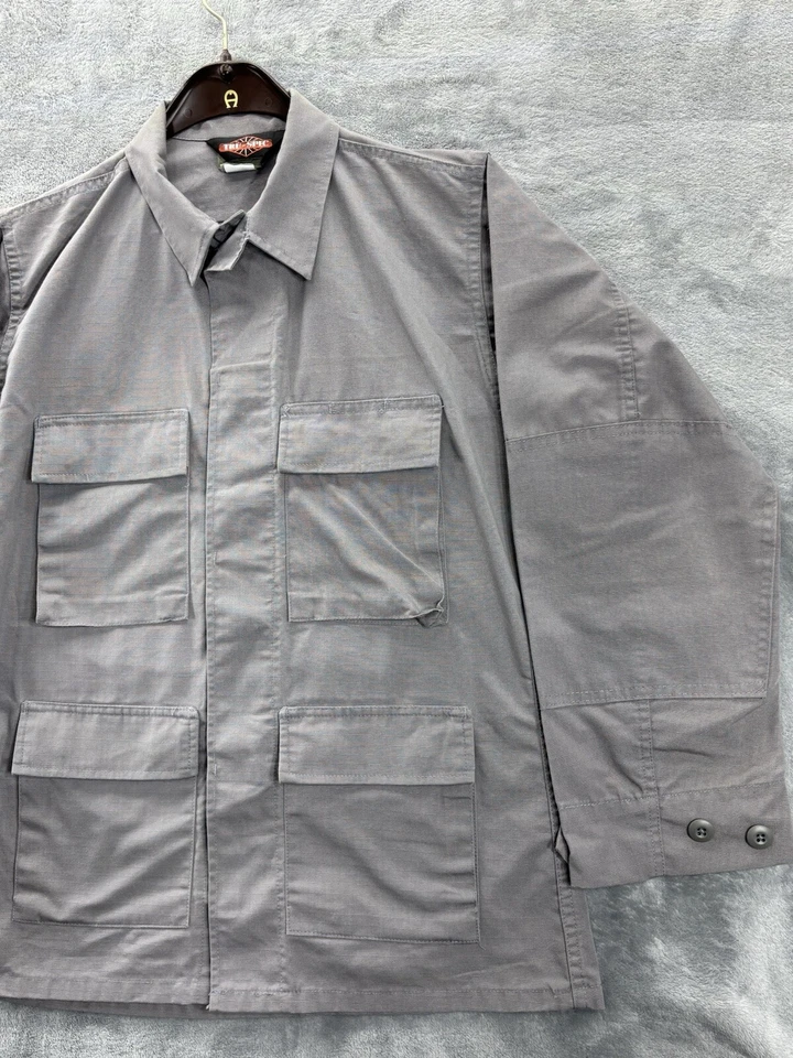 Truspec Small Reg Long Sleeve Button Front Gray Collared 7477-K3 Shirt Field  - Image 3 of 4